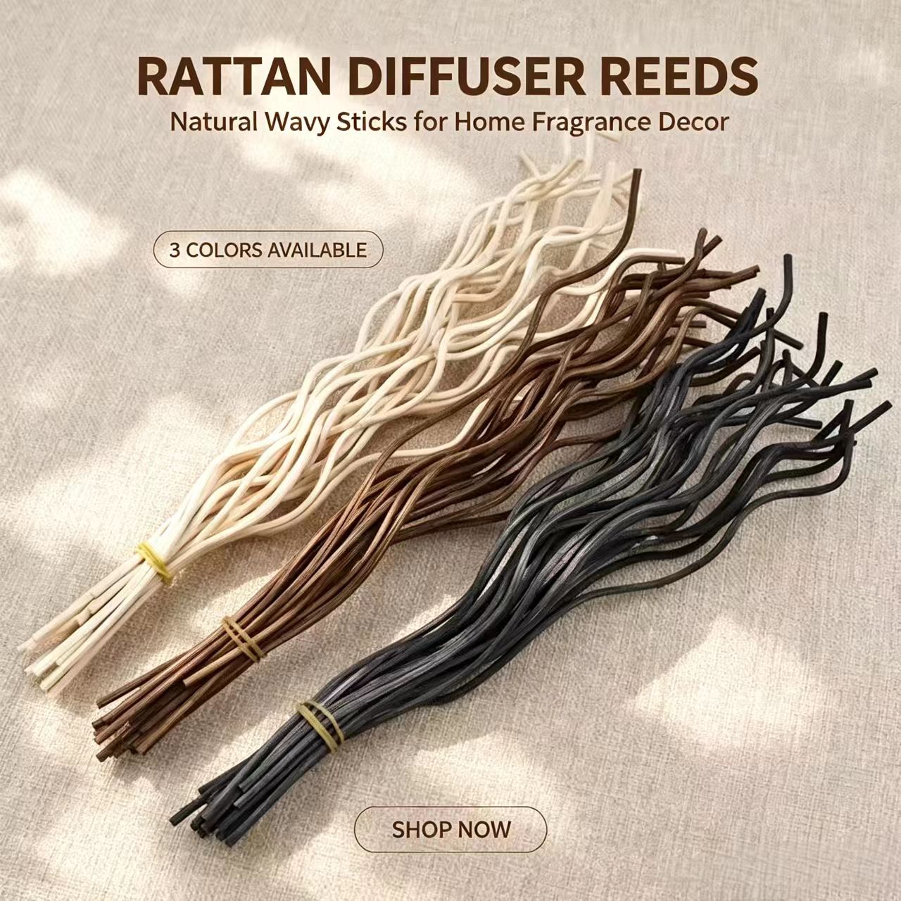 Home Fragrance Kit - 20Pcs Long Wavy Rattan Reed Diffuser